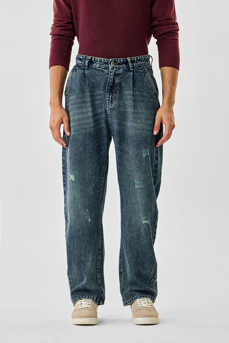 Snitch  Light Distressed Baggy Jeans for Men | Best Price UAE